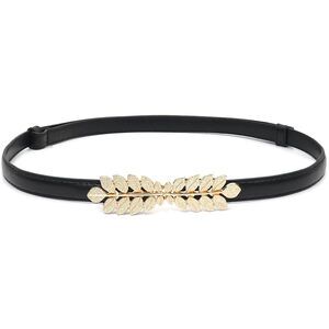 Women Skinny Belts Thin Pu Leather Waist Belt With Gold Buckle For Dresses🤘